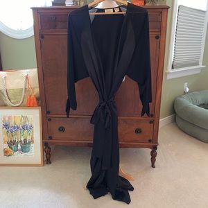 Victoria’s Secret Black Satin and Sheer Robe